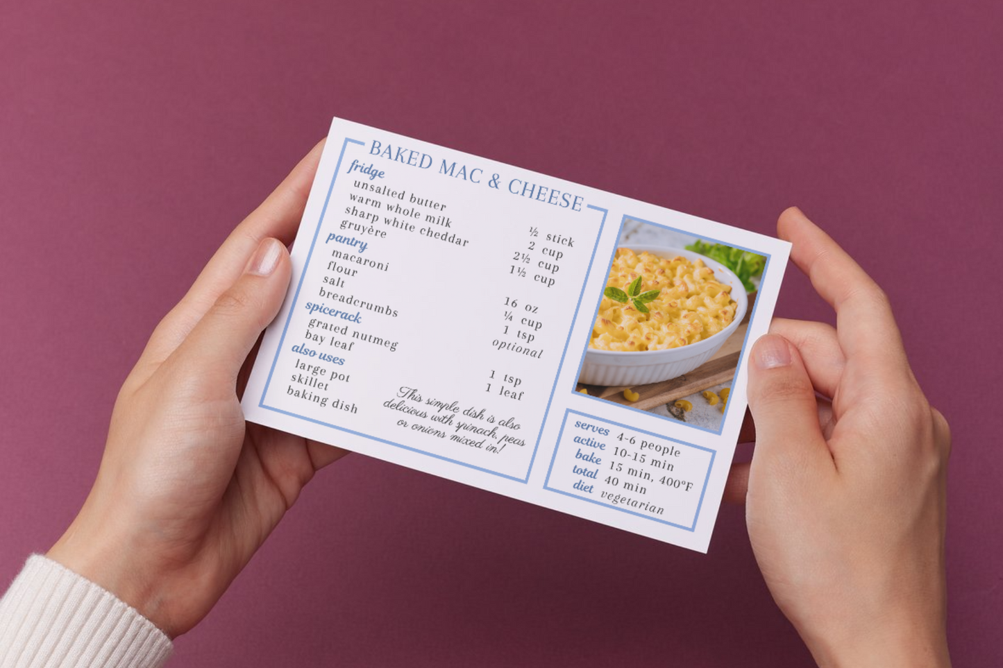 Classic Mac & Cheese Recipe Card